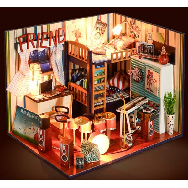 Dollhouse, DIY Lights House, Miniature Set, Romantic Full House