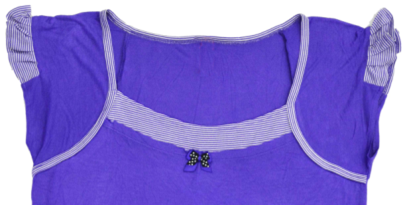 Violet Puff Sleeve Ladies Viscose Pyjamas / Viscose Sleepwear Gathers Contrast Band