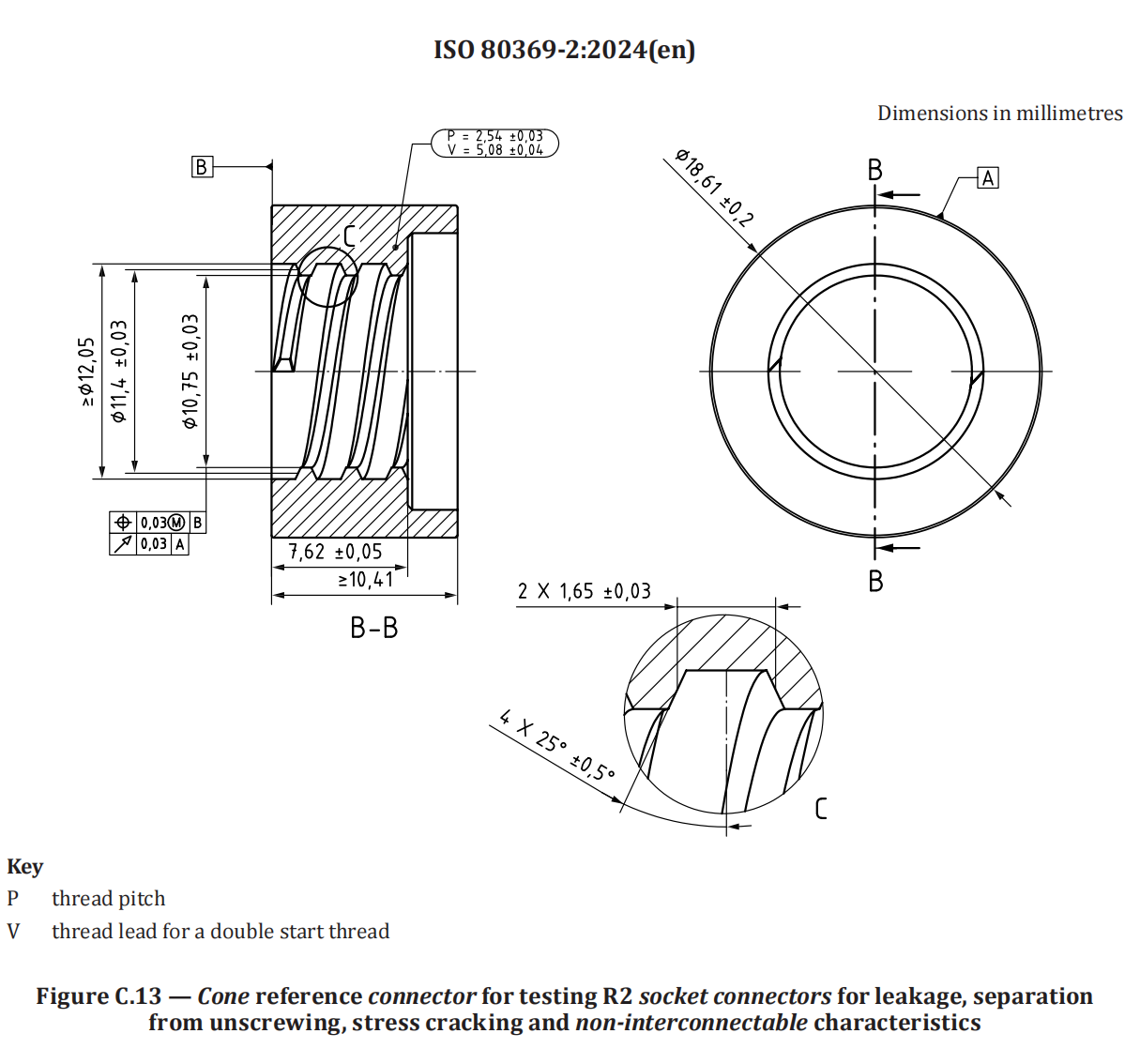 ISO 80369-2 Figure C.10 Cone Reference Lock Connector for Leakage and Stress Cracking Testing with Non-Interconnectable Characteristics