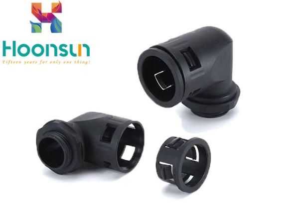 Black Nylon Liquid Tight Conduit Connector Right Angle For Flexible Pipes