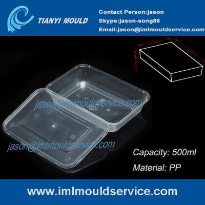 PP 500ml clear thin wall rectangular plastic takeaway food storage mold