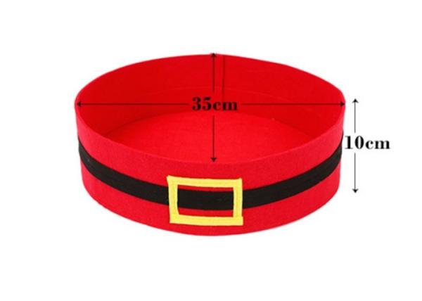 Santa Belt Pattern Felt Cat Cave , 35*35*10 Cm Breathable Felt Cat House