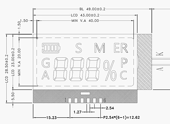 Industrial Voting Machine LCD TN Segment Display Seven Segment Eight Shape COG With Pins Factory