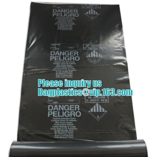 PE asbestos waste bags, Disposal Plastic Bag for Construction Waste, rubbish bag for asbestos fibers, bagplastics, bagea