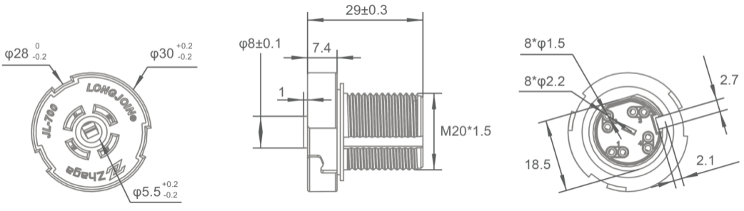 ZHAGA Socket Book 18 Receptacle Leadless Version Z-LEX-R Z-LEX-C Park lighting