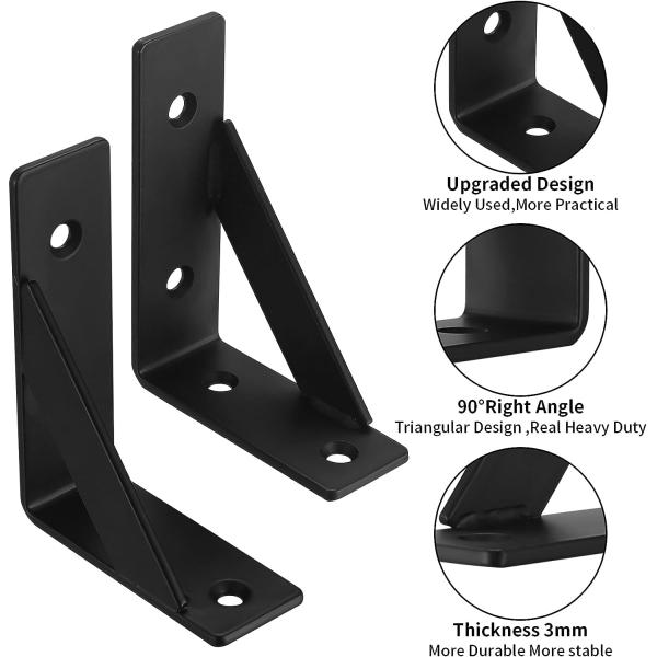 Standard Black Metal Braces for Wood Large Fireplace Mantel Triangle Angle Brackets