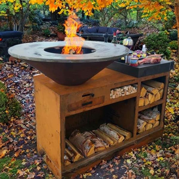 Square Garden Wood Fire Barbecue Grills Wood/Charcoal and Competition