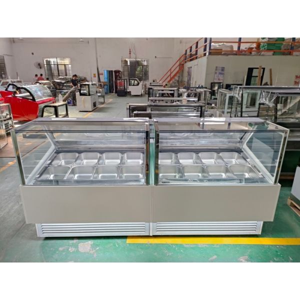 Right Angled Countertop Gelato Display Freezer White Color For Ice Cream Store