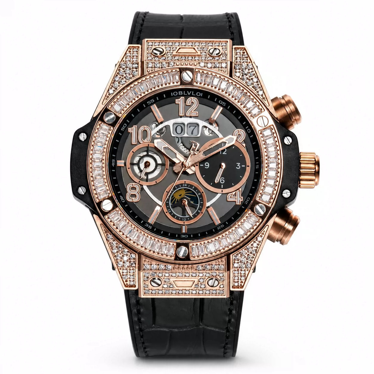 OBLVLO Men's Multi-Function Automatic Mechanical Watch, Large Dial Luxury Wristwatch, Custom Logo OEM Available