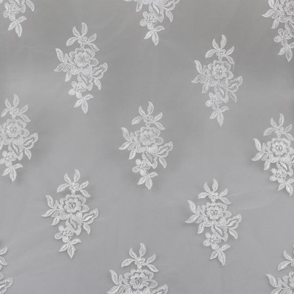 Floral Embroidery Eyelash Corded Lace Fabric For Bridal Wedding Dresses