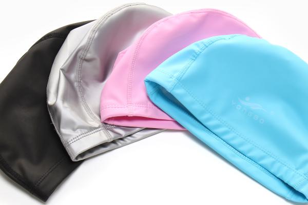 Adult swimming hats new fabric waterproof PU elastic hats ear protect Long Hair men and women sports swimming pool hat h