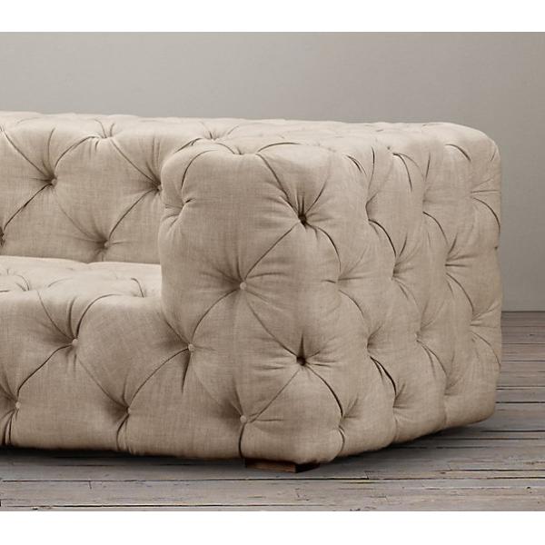 Event button tufted wooden 3 seaters sofa linen fabric sofa with armrest nice design furniture sofa