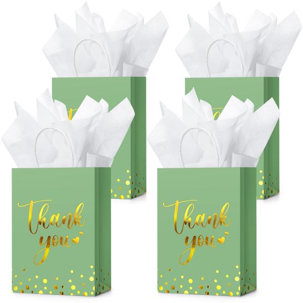 Impresión de grabado de papel rosa de color personalizado Gracias Bolsas de papel Kraft regalo con impresión de logotipo