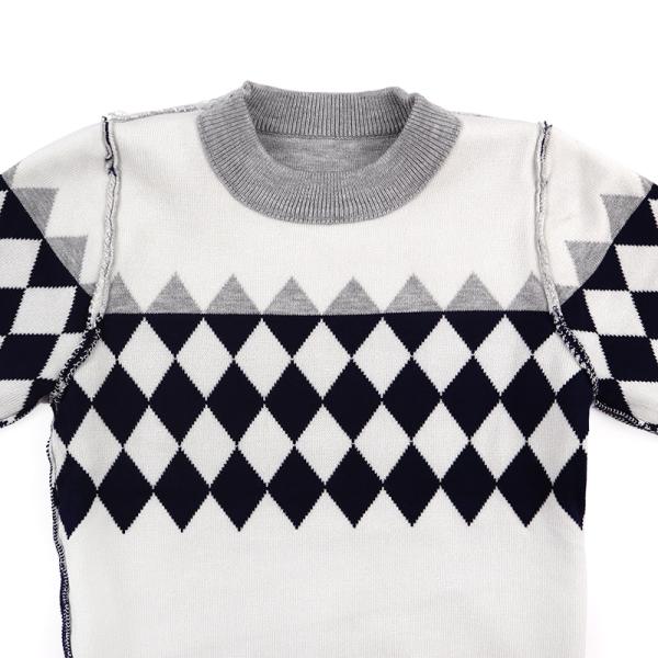 Custom Knitted Cotton Yarn diamond pattern Baby Boy Winter Wear Pullover and Sweater for Kids