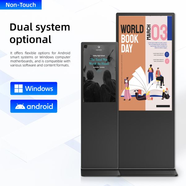Non Touch Floor Standing Digital Signage Size 65 Inch 2GB 4K