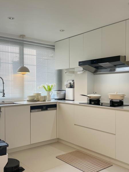 Custom American Oak  White Paint Kitchen Cabinet For Apartment