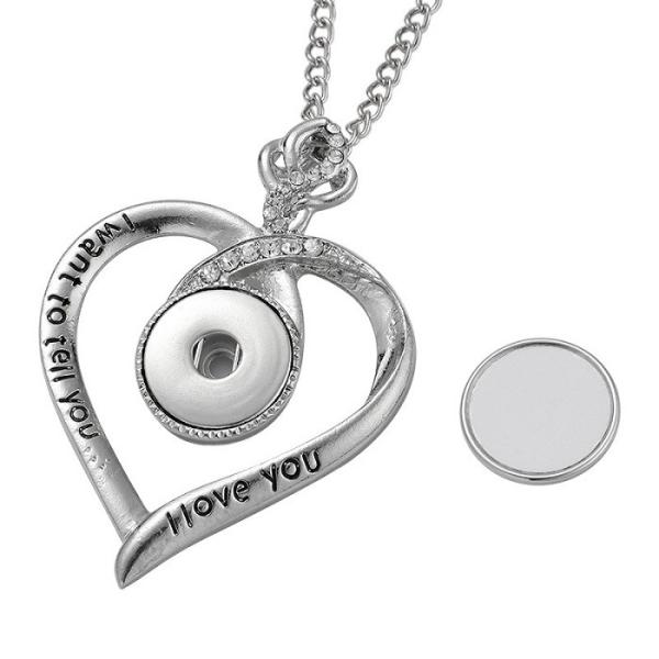 Sublimation Blanks Heart Button Necklace For Valentine'S Day Custom Pendant Necklace