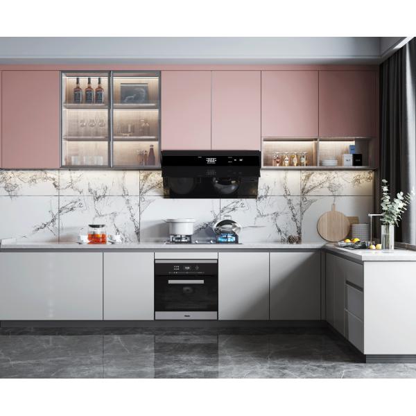 Mueble de cocina modular gris moderno con estructura de melamina