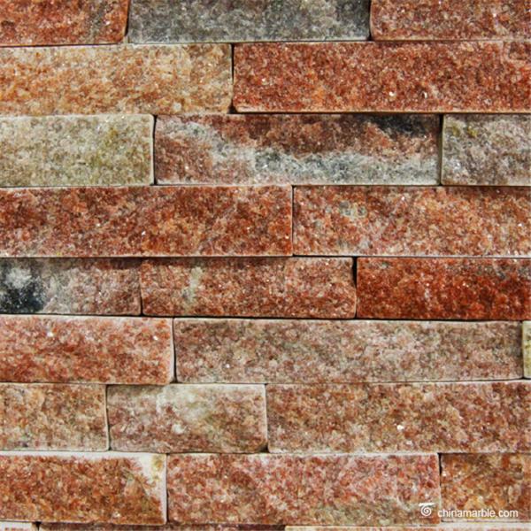 Peach Pink Quartzite Ledge Wall Stone Cladding For Fireplaces Or Planter Walls