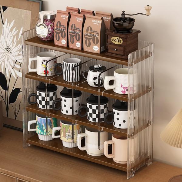 Kitchen Pantry Storage Holders Racks for Mug Cup Acrylic Desktop Cosmetics Spice Water Bottle Organizer Cabinet