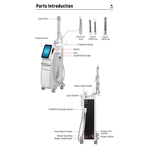 2in1 Acne Treatment Fractional Co2 Laser Tattoo Removal Q Switch Laser Machine