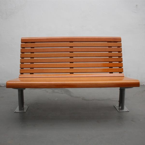 Flange Surface Mounted Outdoor Wooden Bench With Backrest OEM ODM