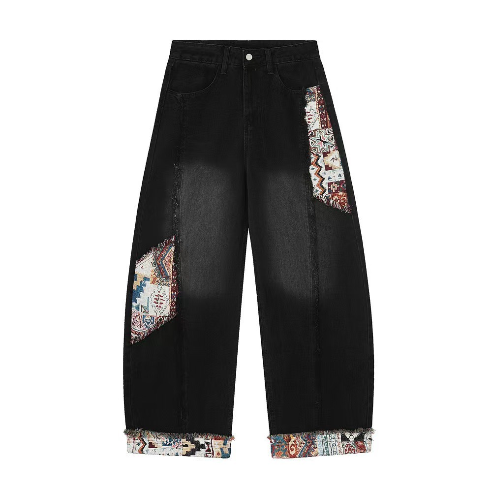 Classic Denim Pants Featuring Durable Metal Rivets Reinforcing Stress Points Suitable for Retail and Apparel Businesses