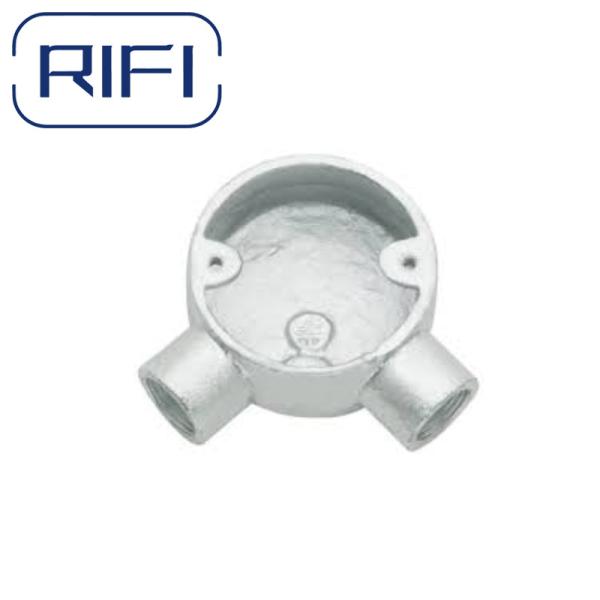 Caja de ángulo de unión de conductos de hierro maleable galvanizado y sumergido en caliente BS4568, BS31 20 mm, 25 mm