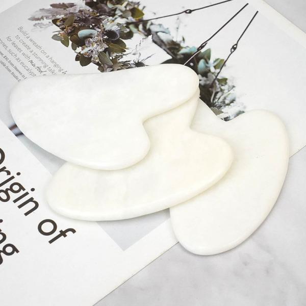 Skin Care Tool Natural White Jade Stone Gua Sha Scraping Board Guasha Face Roller Gift Box Set for Body Muscles Massage