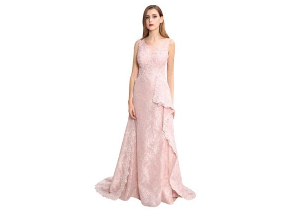 Women Lace Chiffon Long Wedding Dresses Backless Back Style With Custom Printed