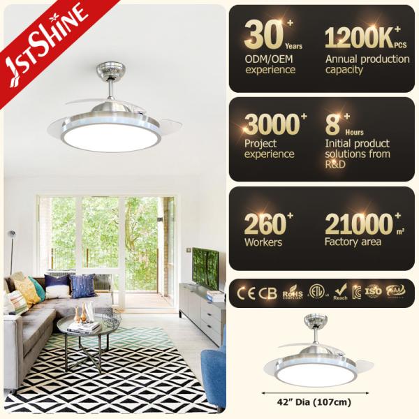 3 Pc de plástico dobrável retrátil ventilador de teto luz 42 polegadas Smart Remote