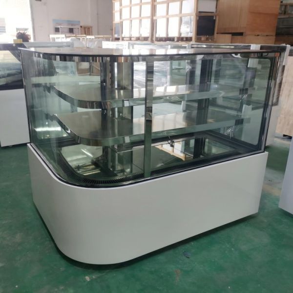 LED Lighting Corner Bakery Display Fridge Marble Base Display Anti Fog for Bakery Shop