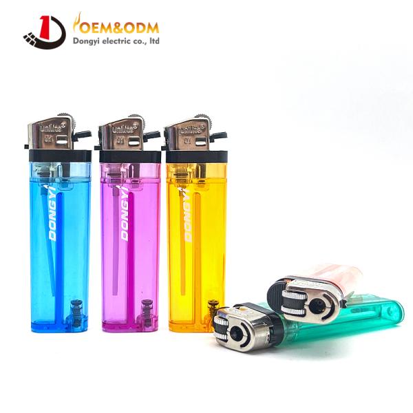 Dongyi 2025 OEM 80mm Refillable  Plastic Flint Lighters Cigar Smoking Electric Custom Logo Gas Cigarette Lighter