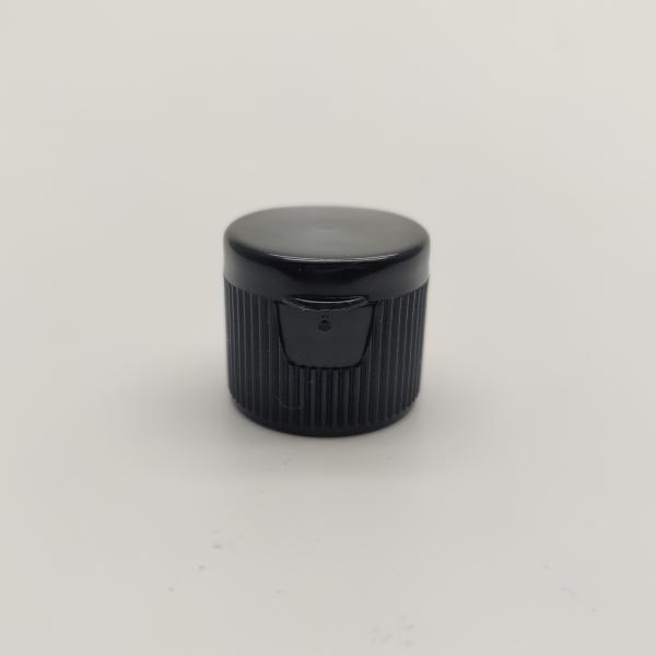 Black Tiny Stripes 18/410 Plastic Flip Top Cap For Cosmetic Toner Bottle