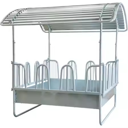 Livestock 1.75m Galvanized Horse Feeder Rack With 30cm Roof 100kg