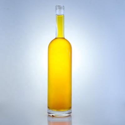 Customized Logo 700ml 750ml High Flint Round Shape Glass Bottle with Screw Top Finish