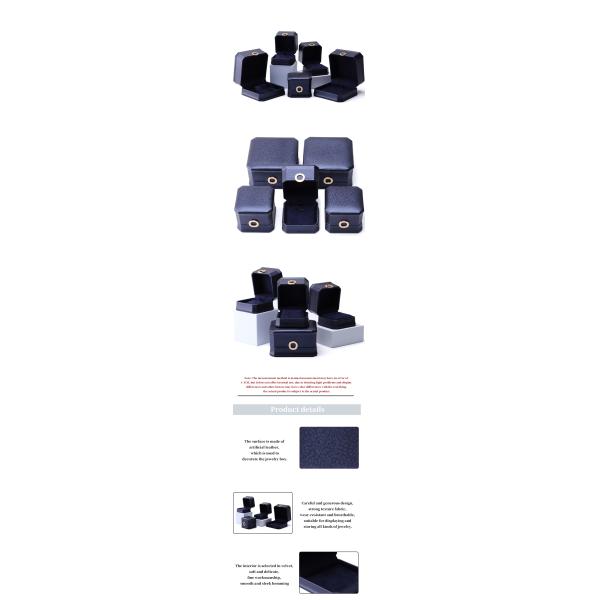 11*11*6cm Leather Jewelry Box Hanhong Square Necklace Ring Box with Metal Blue Luxury