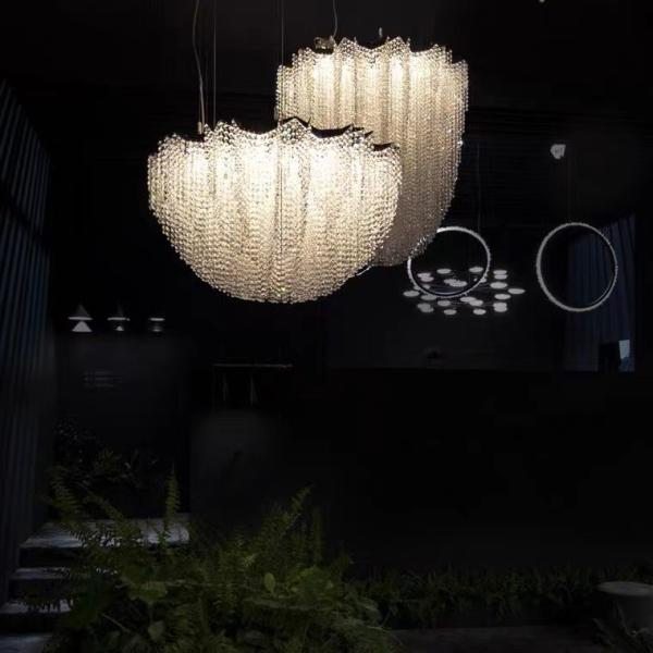 Durable LED Custom Crystal Chandeliers Stainless Steel Lamp Body K9 Primary Crystal