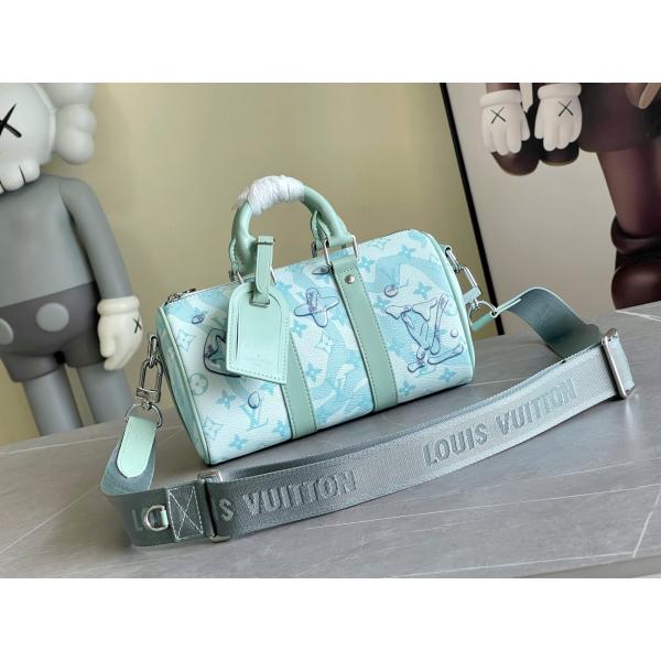 Сумка перемещения Keepall BandoulièRe 50 сумки вензеля LV дела дизайнерские голубая