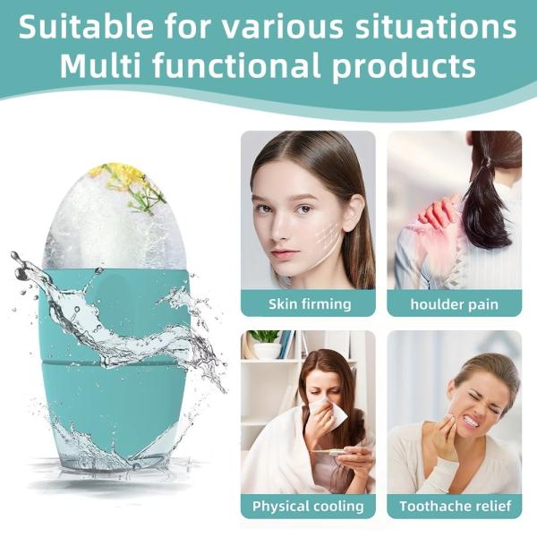 Roller de hielo de silicona para el rostro herramienta de terapia de frío reutilizable para aliviar la hinchazón, el acné y el enrojecimiento Masajista facial libre de BPA, soporte OEM
