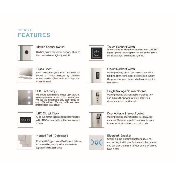 IP44 светодиодный сенсорный экран зеркало для мойки с подсветкой и ETL CETL CE RoHS