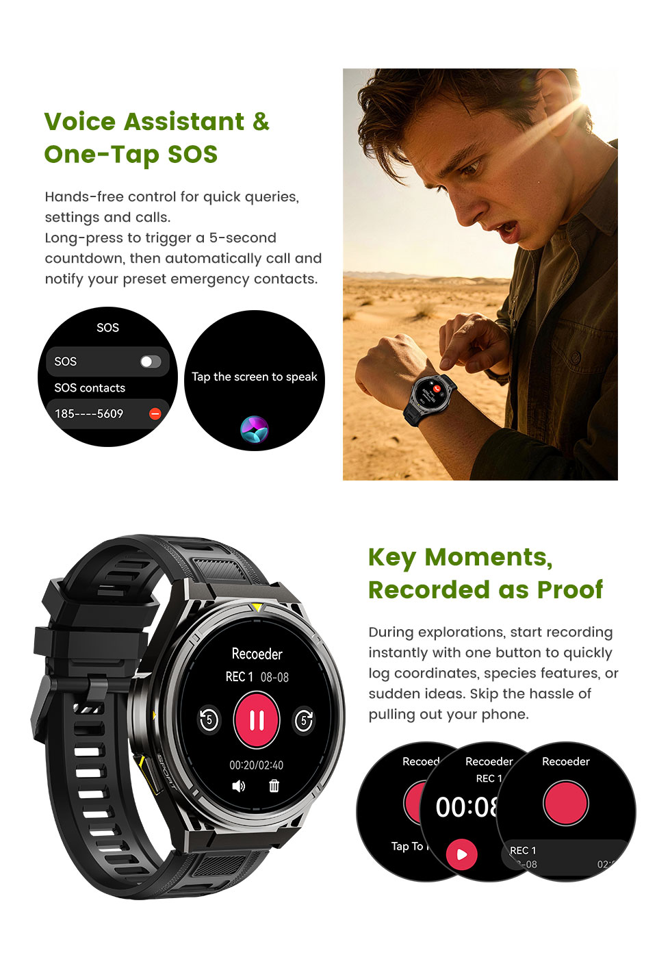 SHUANXIANG Smart Watch X2 PRO 5 ATM Waterproof HD AMOLED Display Barometer Altimeter Compass Heart Rate Monitor 100+ Fitness