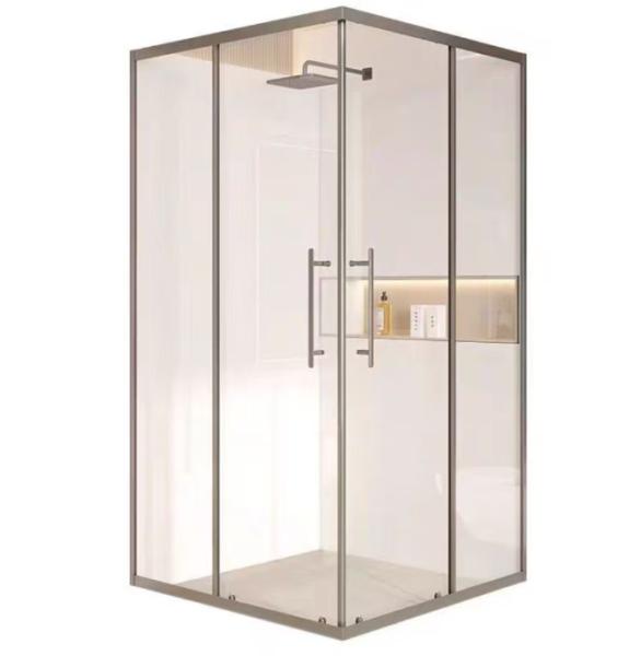 Salle de douche salle de bain porte vitrée carré en diagonale coulissante