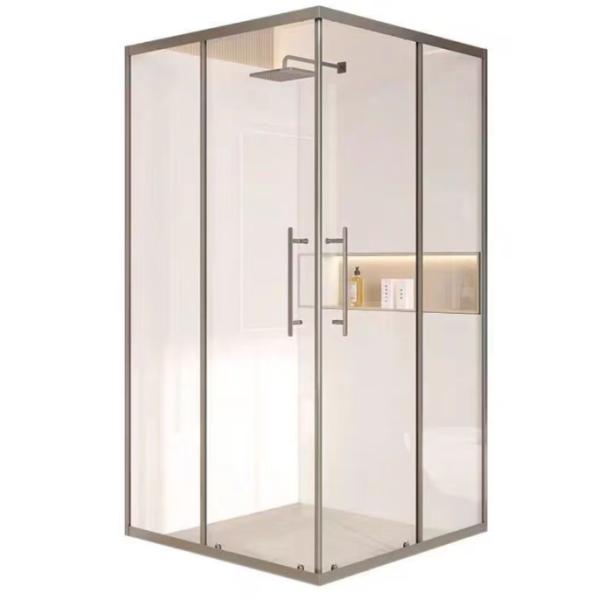 Salle de douche salle de bain porte vitrée carré en diagonale coulissante