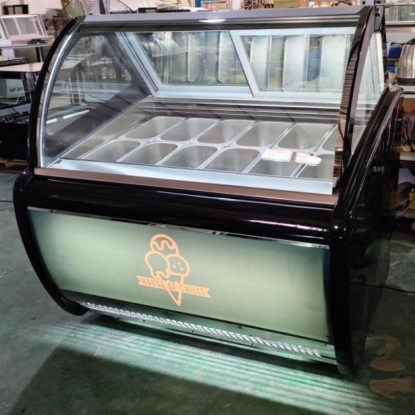 12 Pan Gelato Ice Cream Display Freezer Air Cooling Customized CE Approved