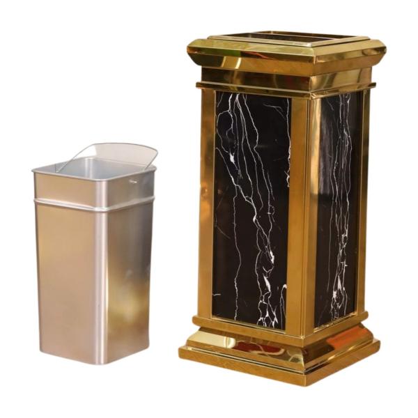 Wholesale Stainless Steel Metal Garbage Can Square Double Layer Waste Bin Hotel Guestroom Office Home Open Top Trash
