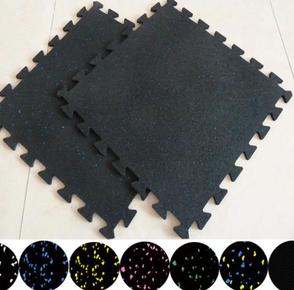 Interlocking Rubber Gym Floor Tiles 1000x1000mm Shock Absorbent