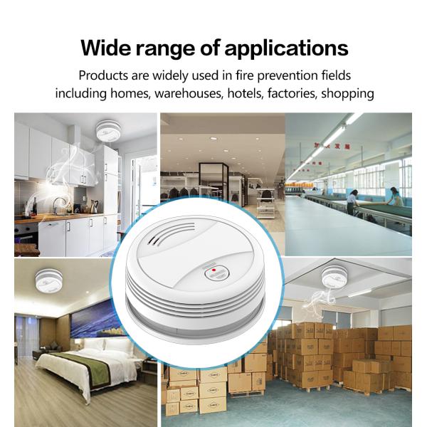 Tuya Smart Home Энергосберегающий аккумулятор Источник питания Мобильное приложение Push Wifi Детектор дыма