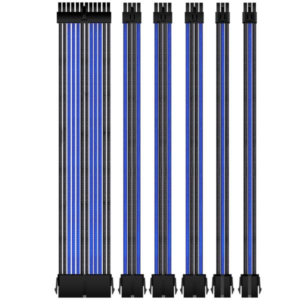 Extension Cord 24 Pin 4+4Pin GPU PCI-E 6+2 pin 6pin  Extension Power Cable Kit Sleeved PSU Cable with Cable Comb Black Blue