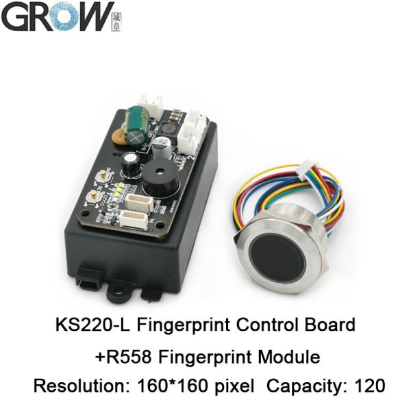 Плата управления доступом по отпечатку пальца GROW KS220-L+R558 DC30-75V, 2 реле, функции администратора/пользователя, режимы самоблокировки/импульсный/зажигание